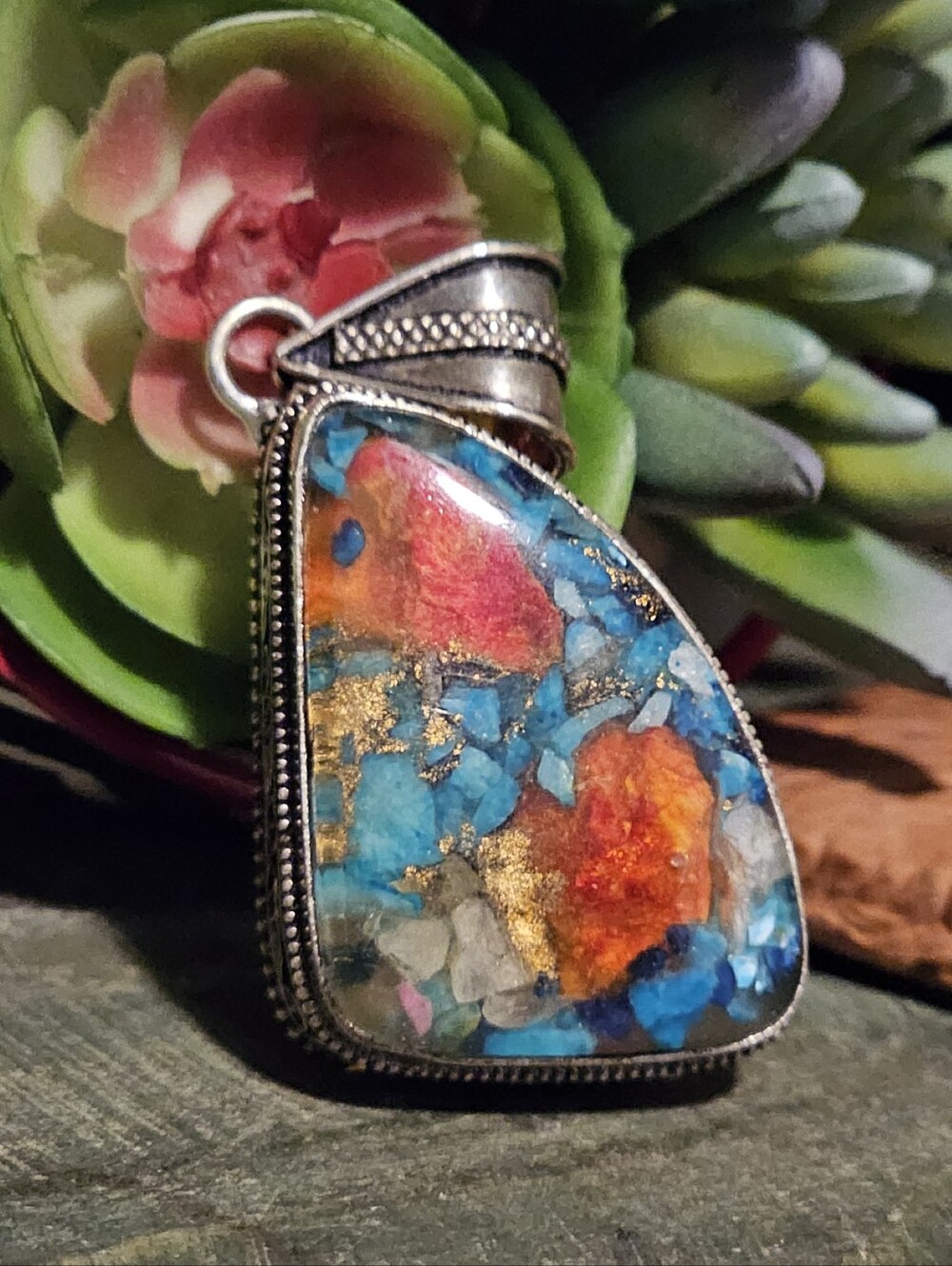 Spiny Oyster Turquoise 2" Pendant